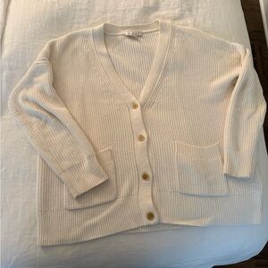 J crew cream cotton / cashmere cardigan with pockets size XS